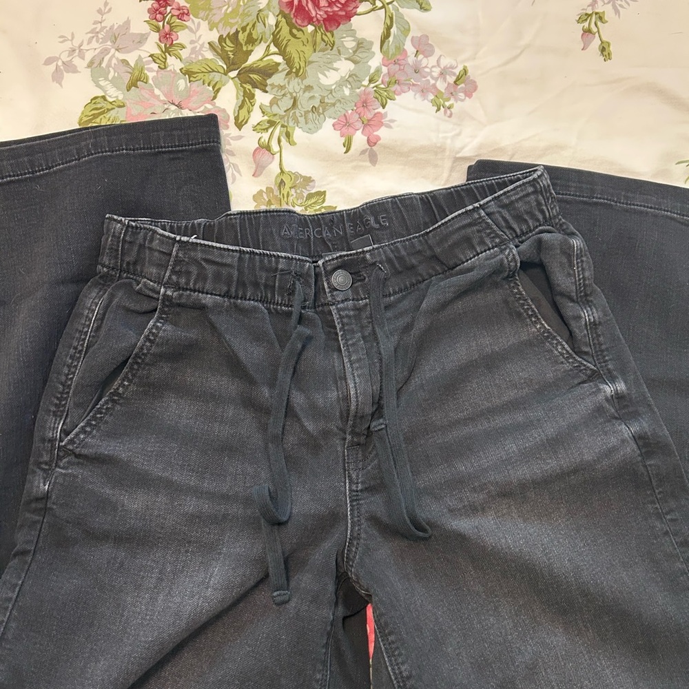 American Eagle wide leg drawstring jeans